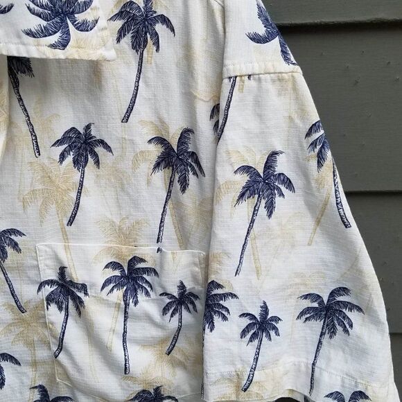 Mens Nautica Cotton White Tropical Shirt with Palm Trees Size Large - Picture 4 of 10